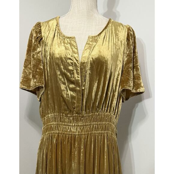 Anthropologie The Somerset Long Maxi Dress: Velvet Edition Gold Size Large L - Picture 2 of 4